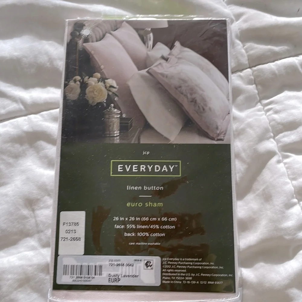 JC Penney linen euro sham in dusty‎ lavender brand new!